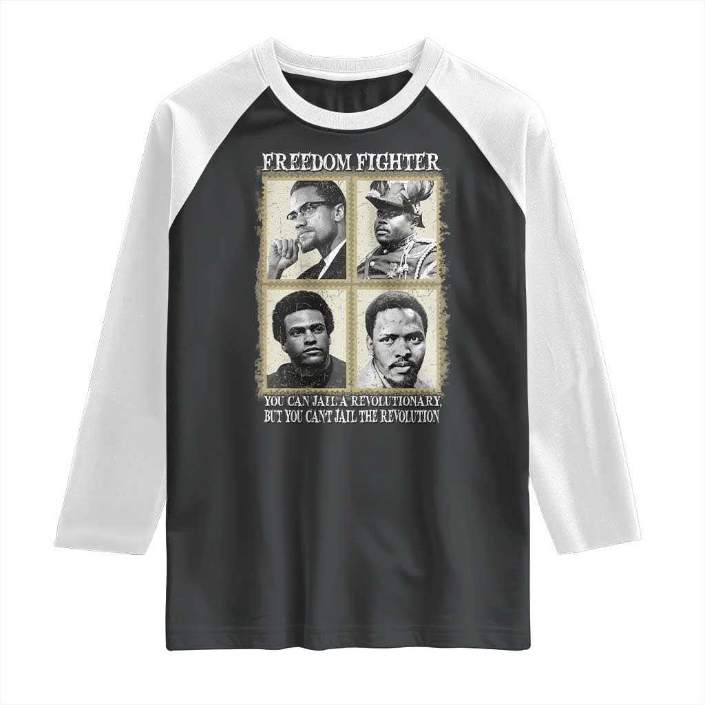 Freedom Fighters Heritage Raglan Shirt Malcolm X Marcus Garvey Huey P Newton Steve Biko Revolution - Wonder Print Shop