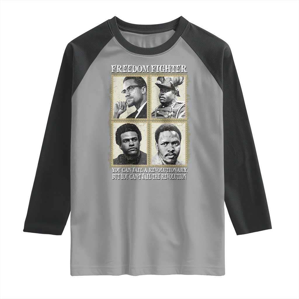 Freedom Fighters Heritage Raglan Shirt Malcolm X Marcus Garvey Huey P Newton Steve Biko Revolution - Wonder Print Shop