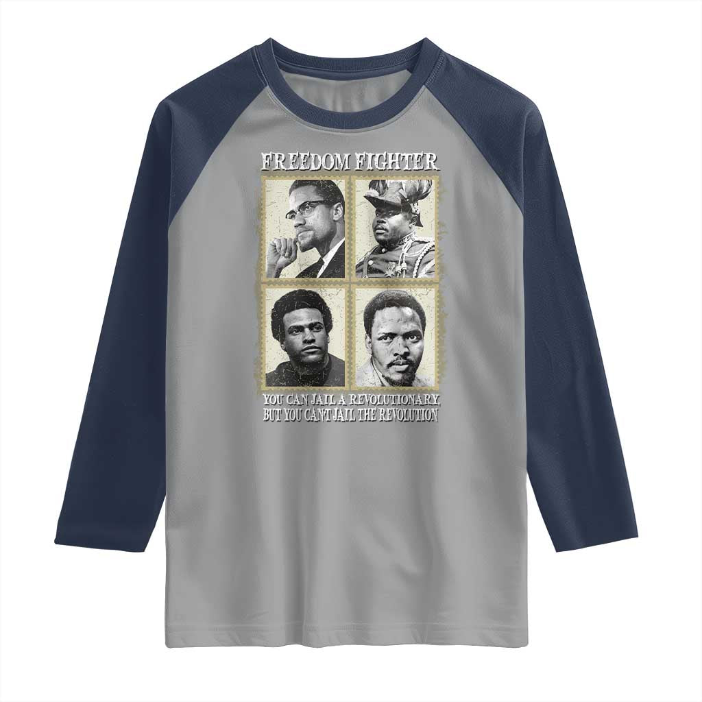 Freedom Fighters Heritage Raglan Shirt Malcolm X Marcus Garvey Huey P Newton Steve Biko Revolution - Wonder Print Shop