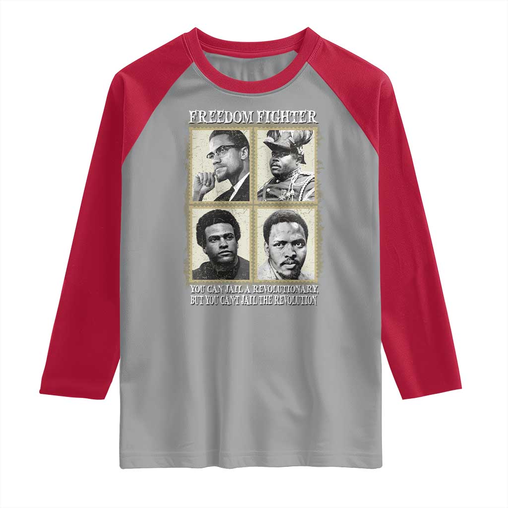Freedom Fighters Heritage Raglan Shirt Malcolm X Marcus Garvey Huey P Newton Steve Biko Revolution - Wonder Print Shop