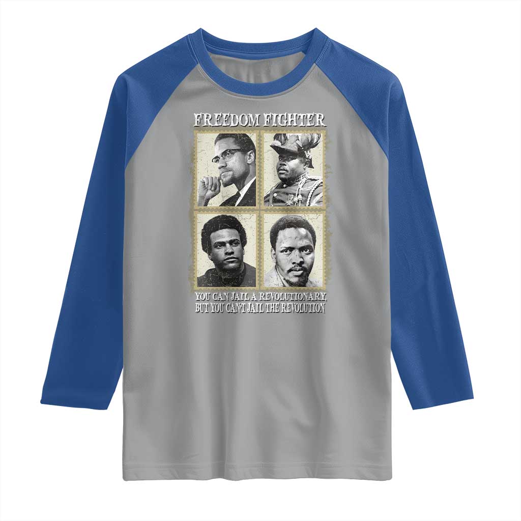 Freedom Fighters Heritage Raglan Shirt Malcolm X Marcus Garvey Huey P Newton Steve Biko Revolution - Wonder Print Shop