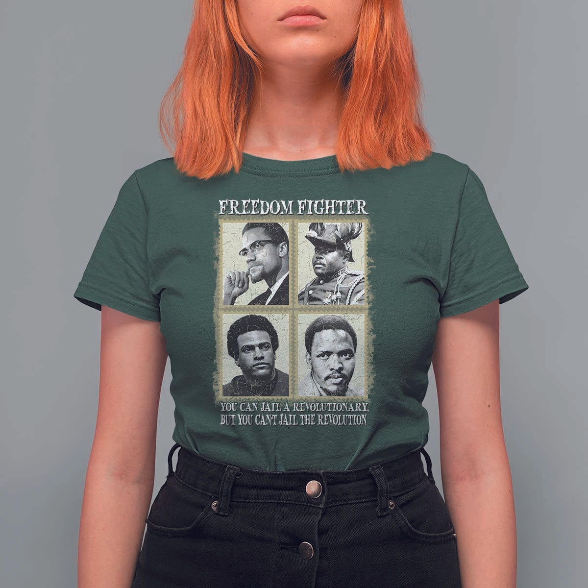 Freedom Fighters Heritage T Shirt For Women Malcolm X Marcus Garvey Huey P Newton Steve Biko Revolution - Wonder Print Shop