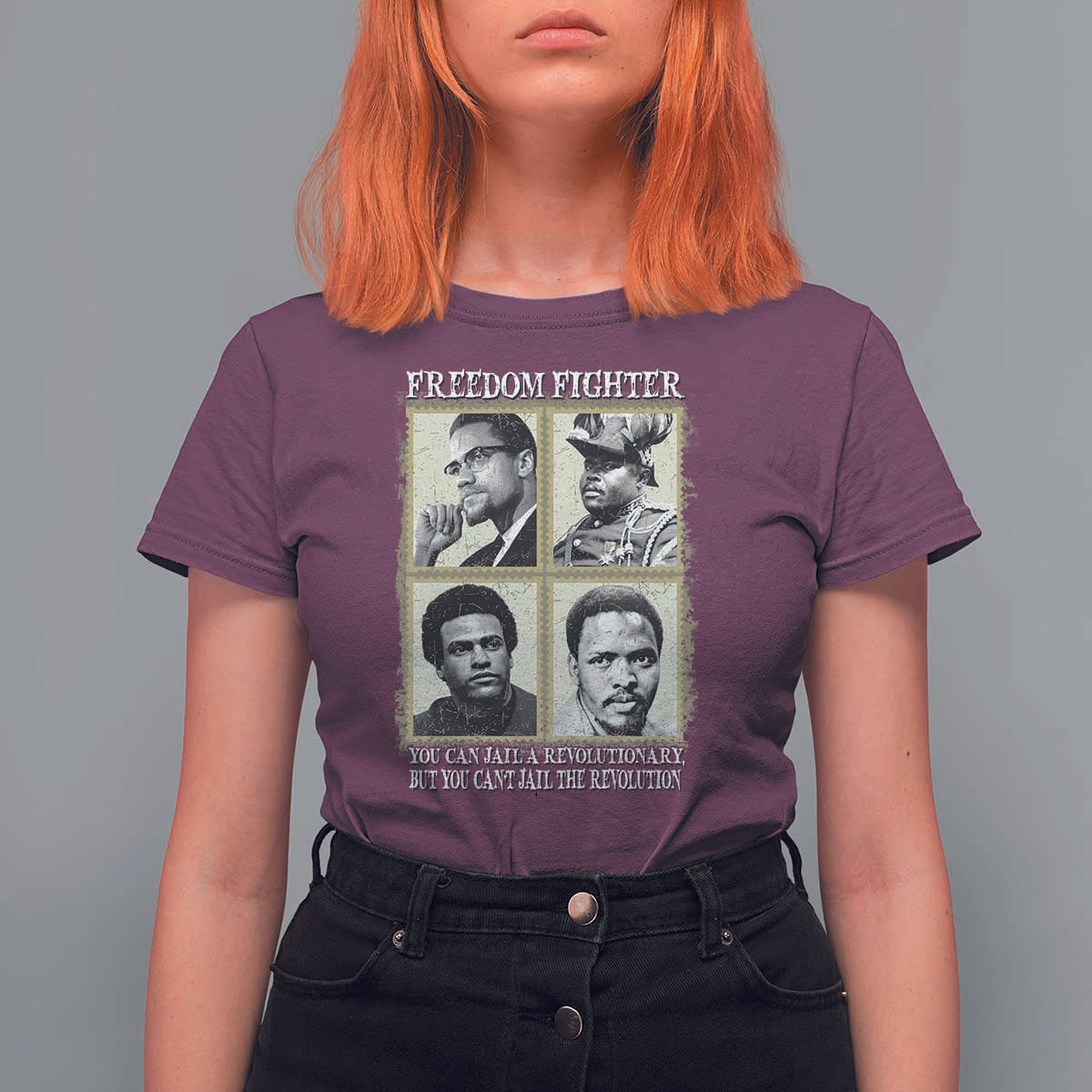 Freedom Fighters Heritage T Shirt For Women Malcolm X Marcus Garvey Huey P Newton Steve Biko Revolution - Wonder Print Shop