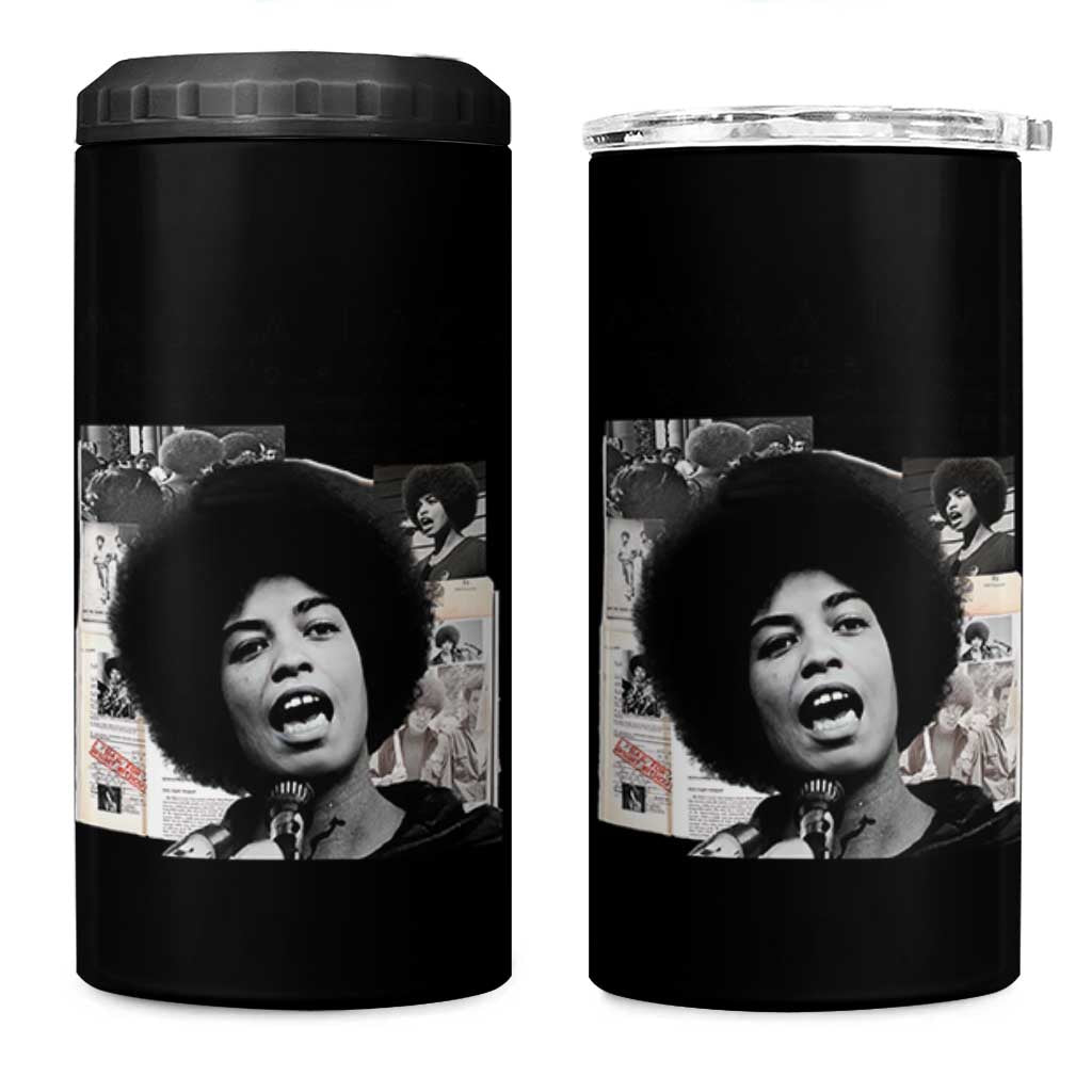 Angela Davis 4 in 1 Can Cooler Tumbler Raise Your Voice Revolutionary Power Liberation - Wonder Print Shop