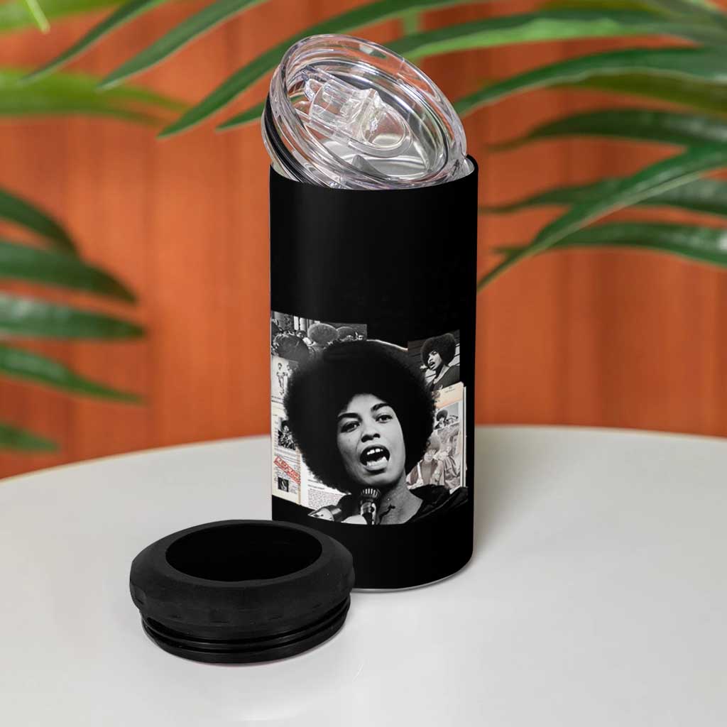 Angela Davis 4 in 1 Can Cooler Tumbler Raise Your Voice Revolutionary Power Liberation - Wonder Print Shop