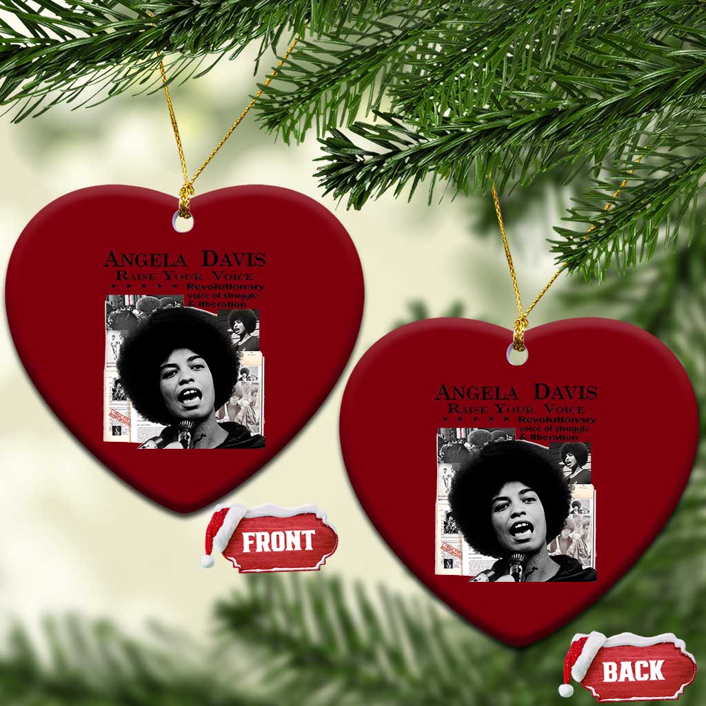Angela Davis Ceramic Ornament Raise Your Voice Revolutionary Power Liberation - Wonder Print Shop