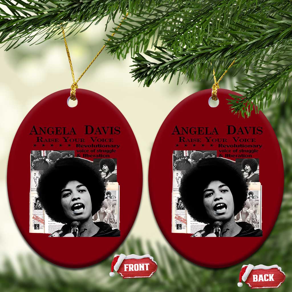Angela Davis Ceramic Ornament Raise Your Voice Revolutionary Power Liberation - Wonder Print Shop