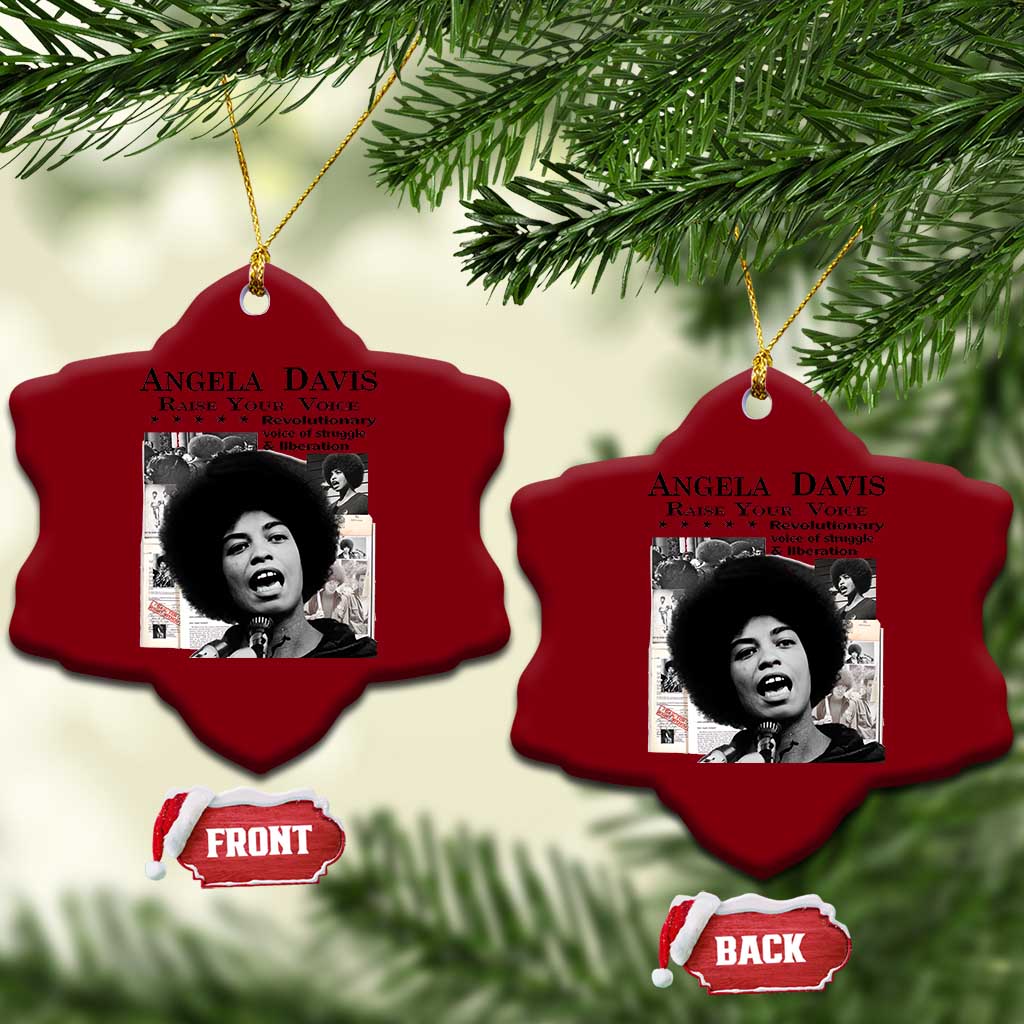 Angela Davis Ceramic Ornament Raise Your Voice Revolutionary Power Liberation - Wonder Print Shop