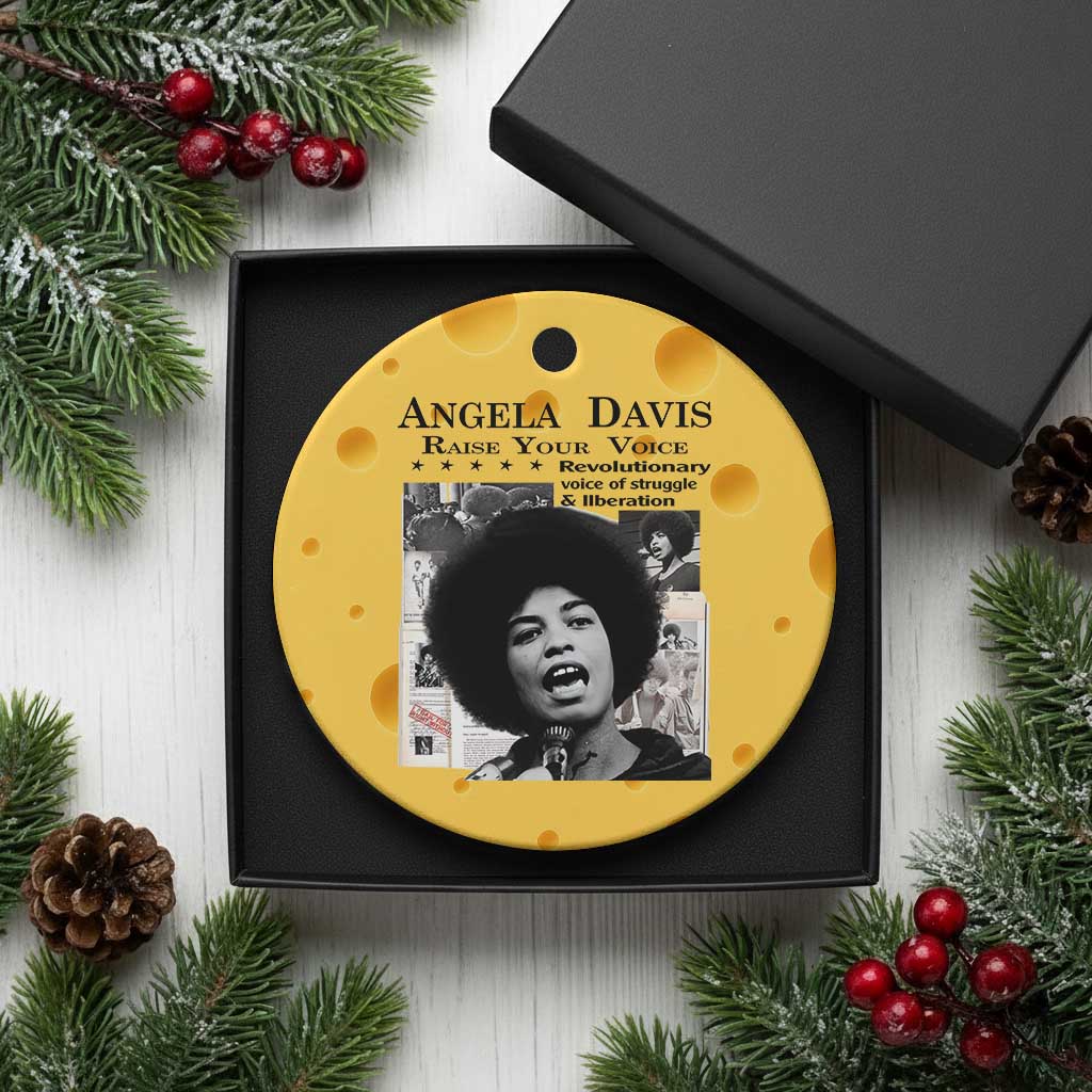 Angela Davis Ceramic Ornament Raise Your Voice Revolutionary Power Liberation - Wonder Print Shop