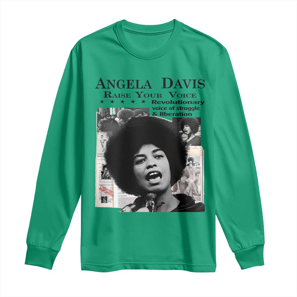 Angela Davis Long Sleeve Shirt Raise Your Voice Revolutionary Power Liberation - Wonder Print Shop