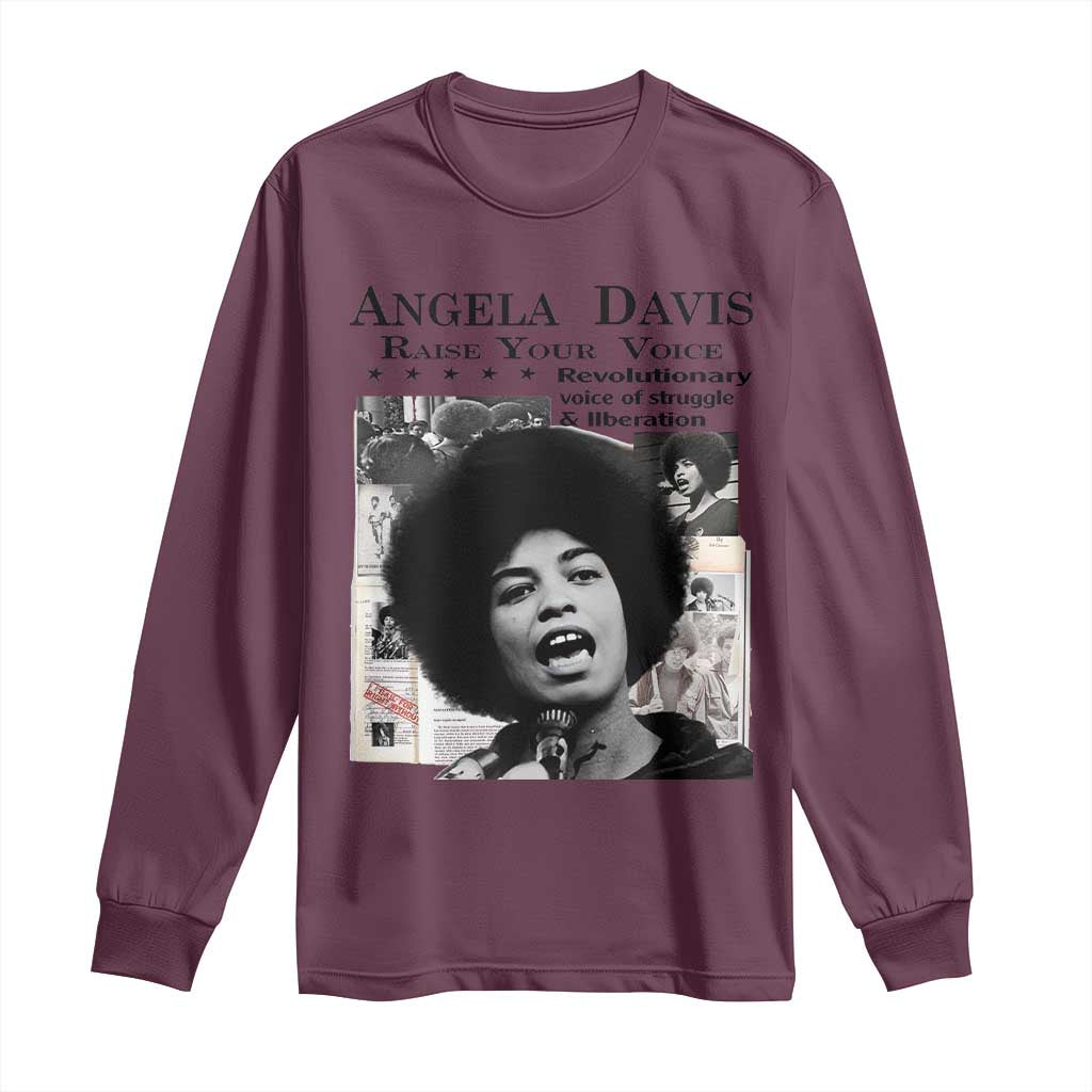 Angela Davis Long Sleeve Shirt Raise Your Voice Revolutionary Power Liberation - Wonder Print Shop