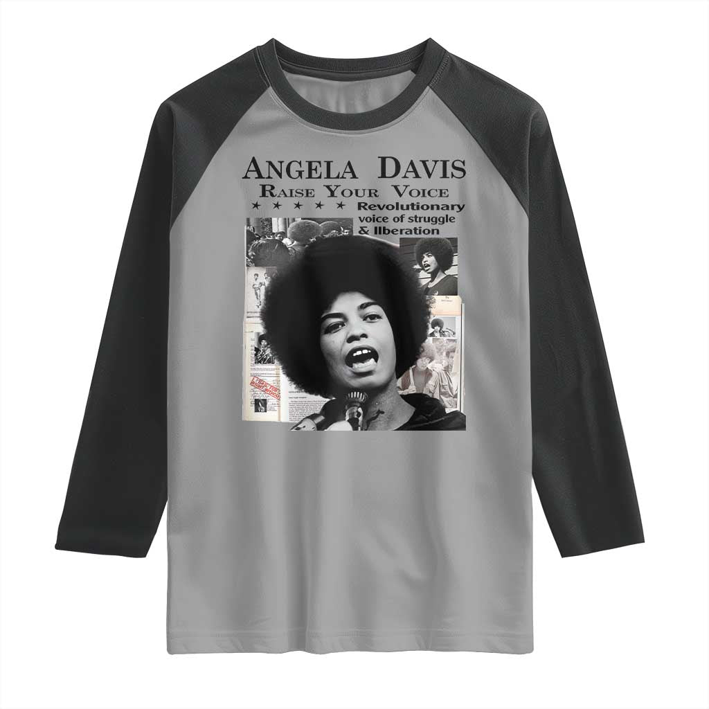 Angela Davis Raglan Shirt Raise Your Voice Revolutionary Power Liberation - Wonder Print Shop