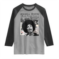 Angela Davis Raglan Shirt Raise Your Voice Revolutionary Power Liberation - Wonder Print Shop