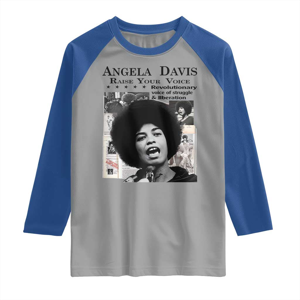 Angela Davis Raglan Shirt Raise Your Voice Revolutionary Power Liberation - Wonder Print Shop