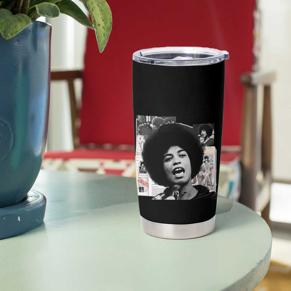 Angela Davis Tumbler Cup Raise Your Voice Revolutionary Power Liberation - Wonder Print Shop