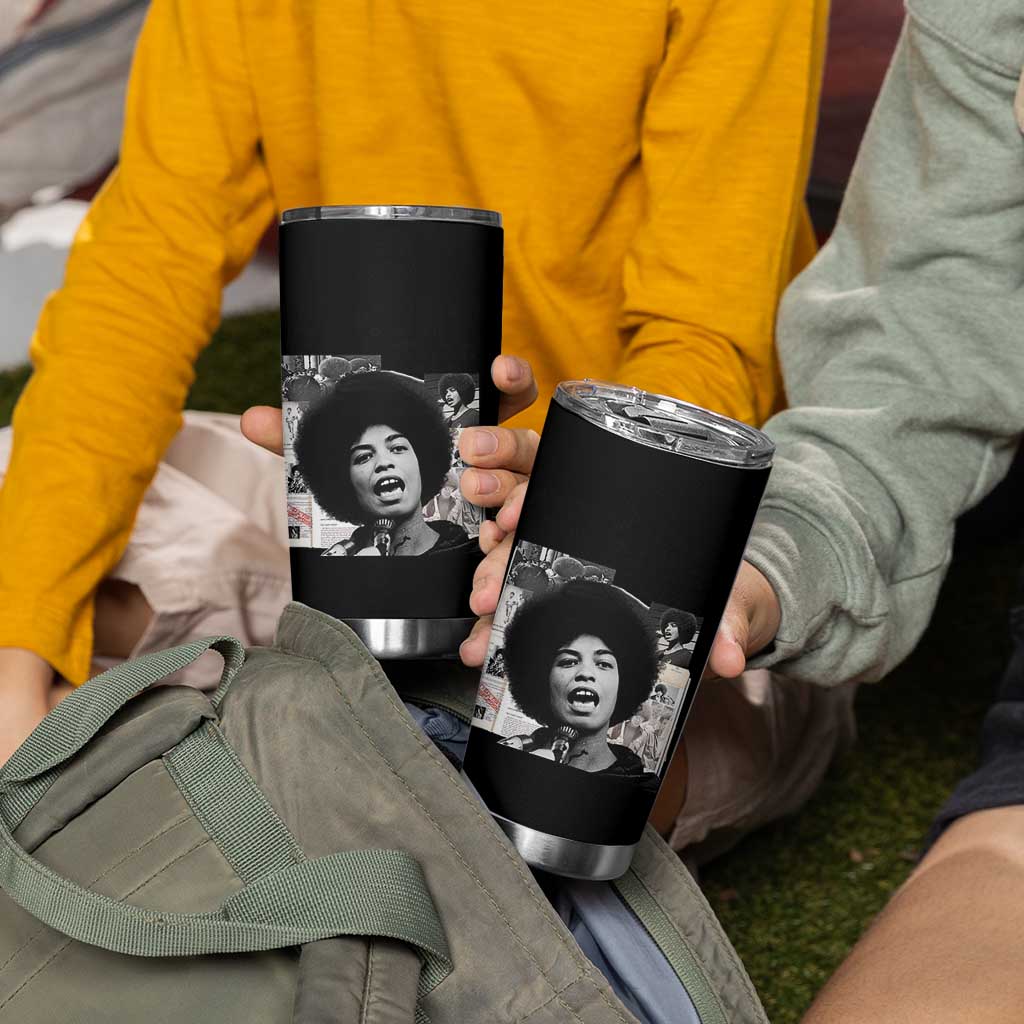 Angela Davis Tumbler Cup Raise Your Voice Revolutionary Power Liberation - Wonder Print Shop