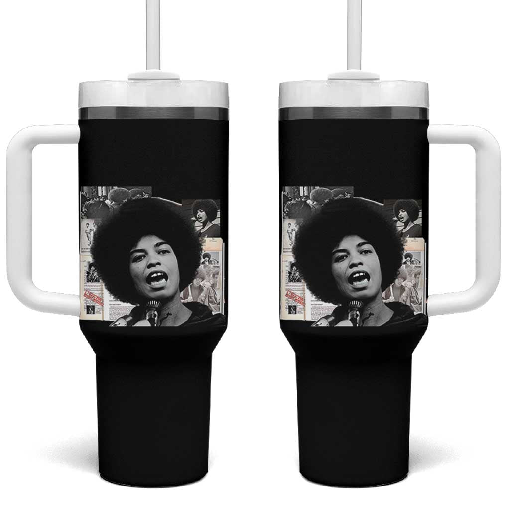 Angela Davis Tumbler With Handle Raise Your Voice Revolutionary Power Liberation - Wonder Print Shop