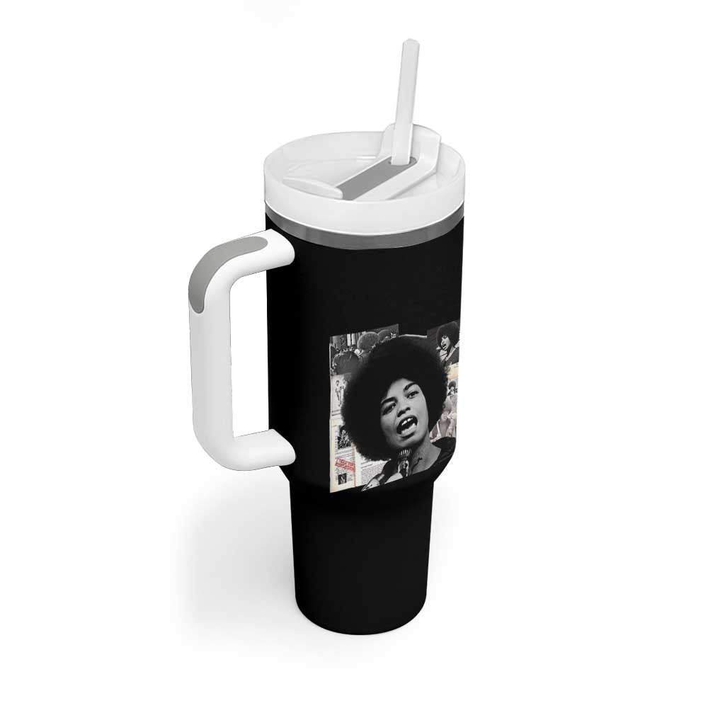 Angela Davis Tumbler With Handle Raise Your Voice Revolutionary Power Liberation - Wonder Print Shop