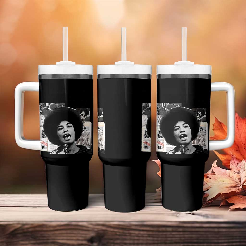 Angela Davis Tumbler With Handle Raise Your Voice Revolutionary Power Liberation - Wonder Print Shop