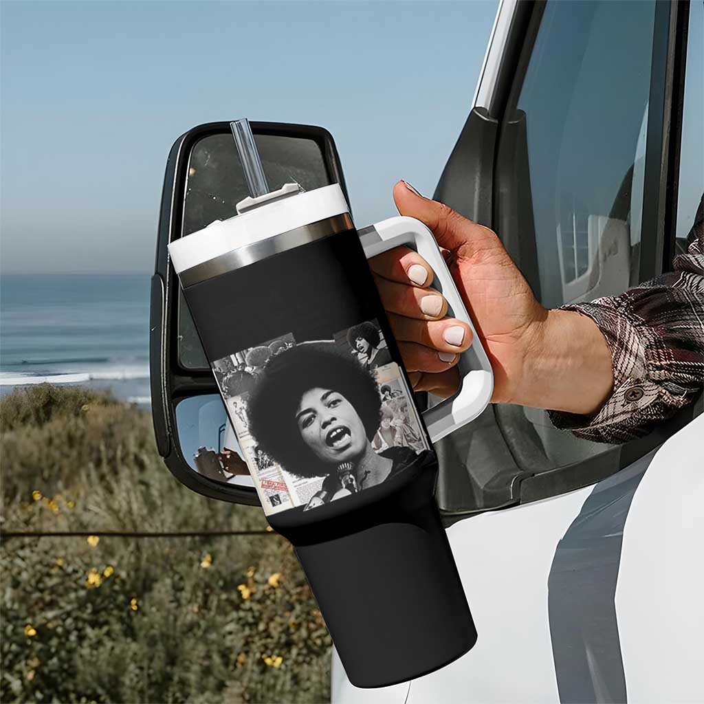 Angela Davis Tumbler With Handle Raise Your Voice Revolutionary Power Liberation - Wonder Print Shop