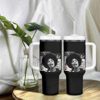 Angela Davis Tumbler With Handle Raise Your Voice Revolutionary Power Liberation - Wonder Print Shop