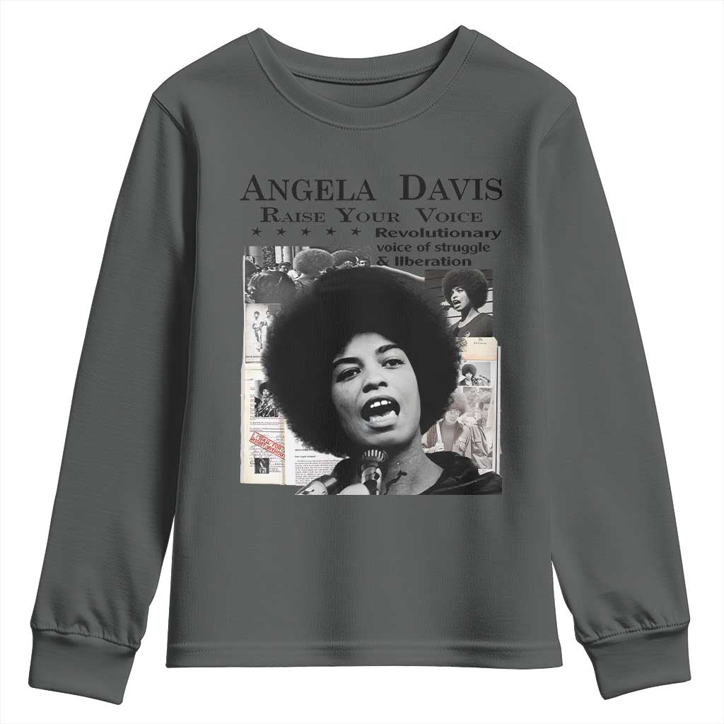 Angela Davis Youth Sweatshirt Raise Your Voice Revolutionary Power Liberation - Wonder Print Shop