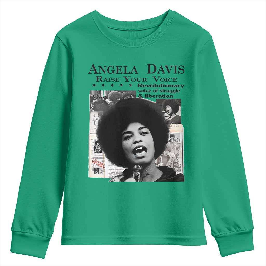 Angela Davis Youth Sweatshirt Raise Your Voice Revolutionary Power Liberation - Wonder Print Shop