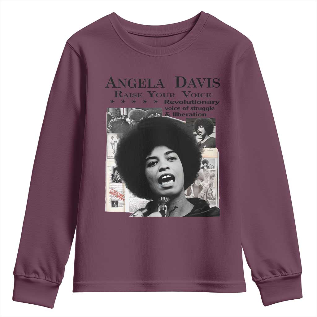 Angela Davis Youth Sweatshirt Raise Your Voice Revolutionary Power Liberation - Wonder Print Shop