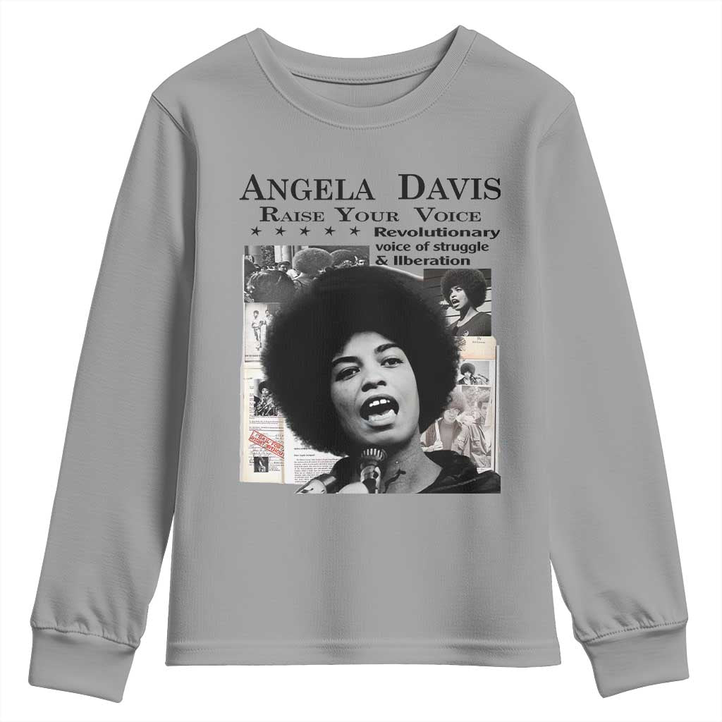 Angela Davis Youth Sweatshirt Raise Your Voice Revolutionary Power Liberation - Wonder Print Shop