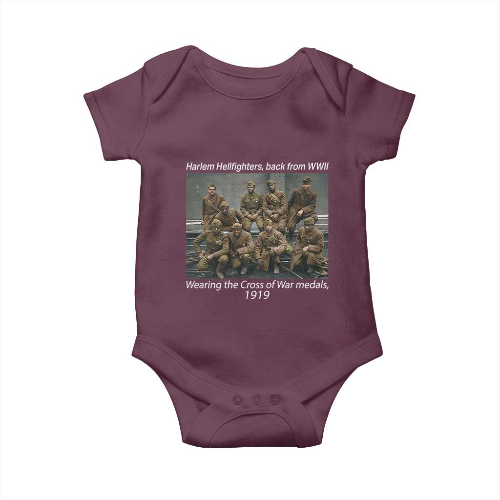Harlem Hellfighters 1919 WWII Heroes Baby Onesie Cross of War Medal Tribute African American Black History - Wonder Print Shop