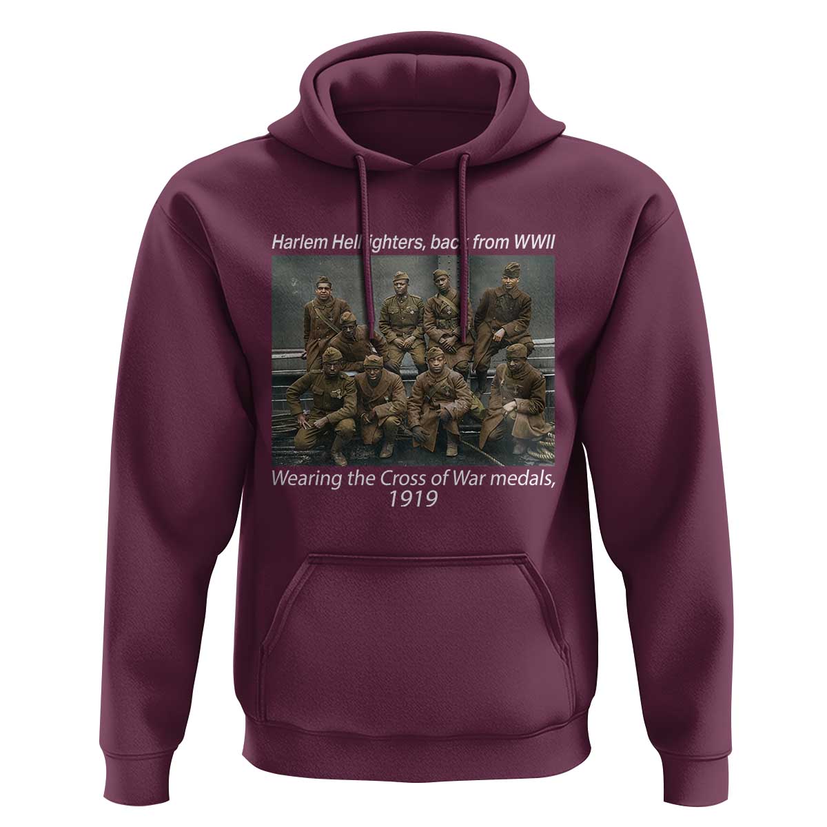 Harlem Hellfighters 1919 WWII Heroes Hoodie Cross of War Medal Tribute African American Black History - Wonder Print Shop