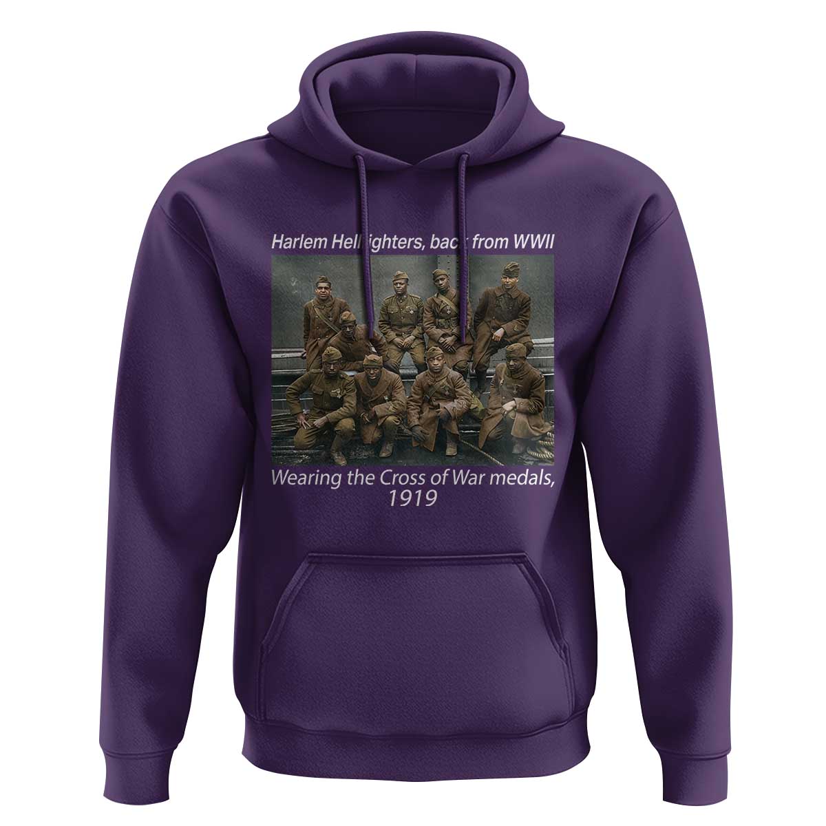 Harlem Hellfighters 1919 WWII Heroes Hoodie Cross of War Medal Tribute African American Black History - Wonder Print Shop