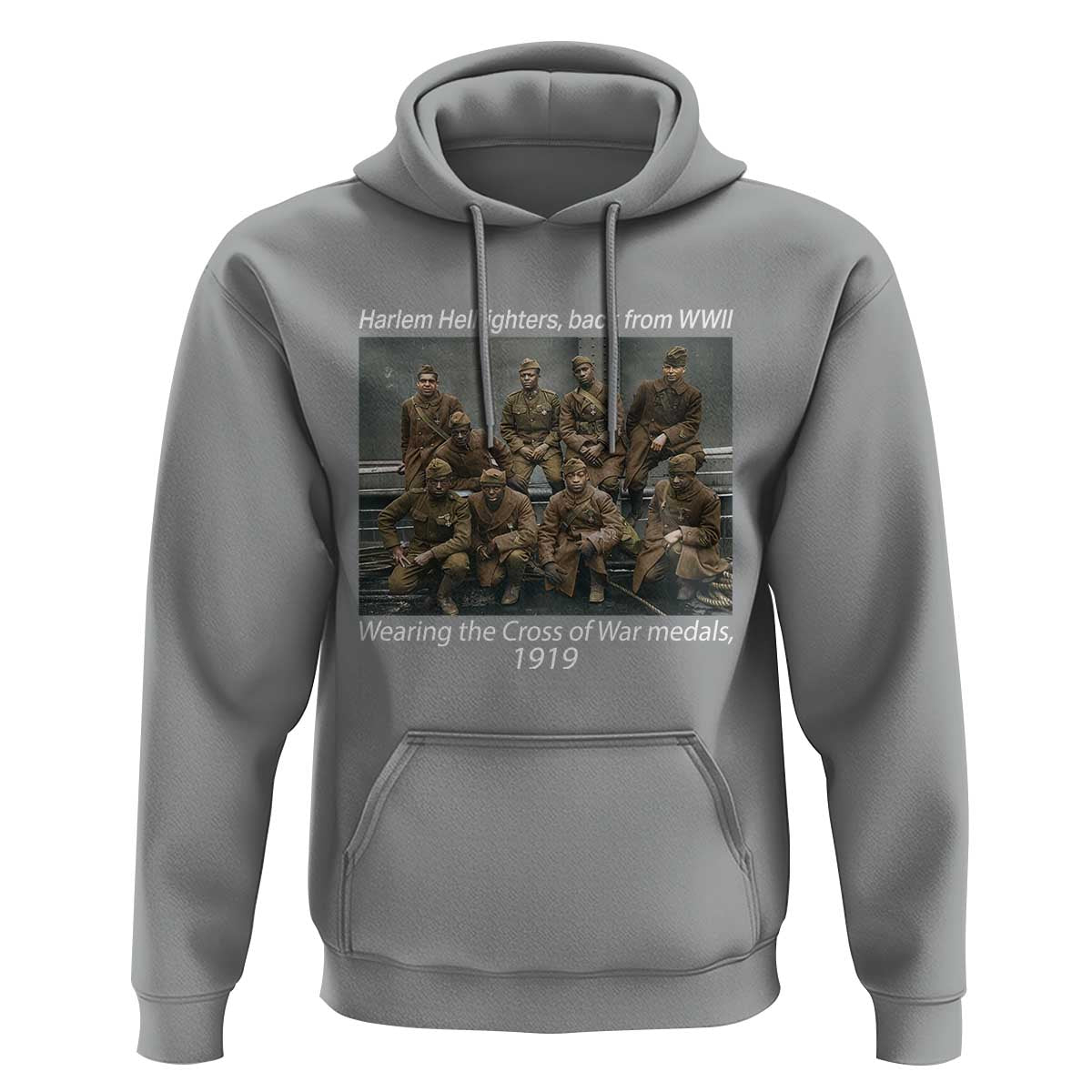 Harlem Hellfighters 1919 WWII Heroes Hoodie Cross of War Medal Tribute African American Black History - Wonder Print Shop