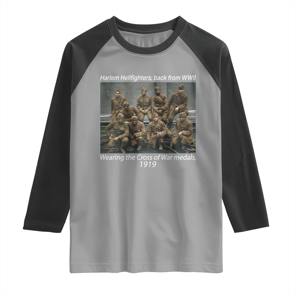 Harlem Hellfighters 1919 WWII Heroes Raglan Shirt Cross of War Medal Tribute African American Black History - Wonder Print Shop