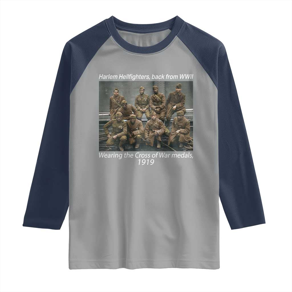 Harlem Hellfighters 1919 WWII Heroes Raglan Shirt Cross of War Medal Tribute African American Black History - Wonder Print Shop