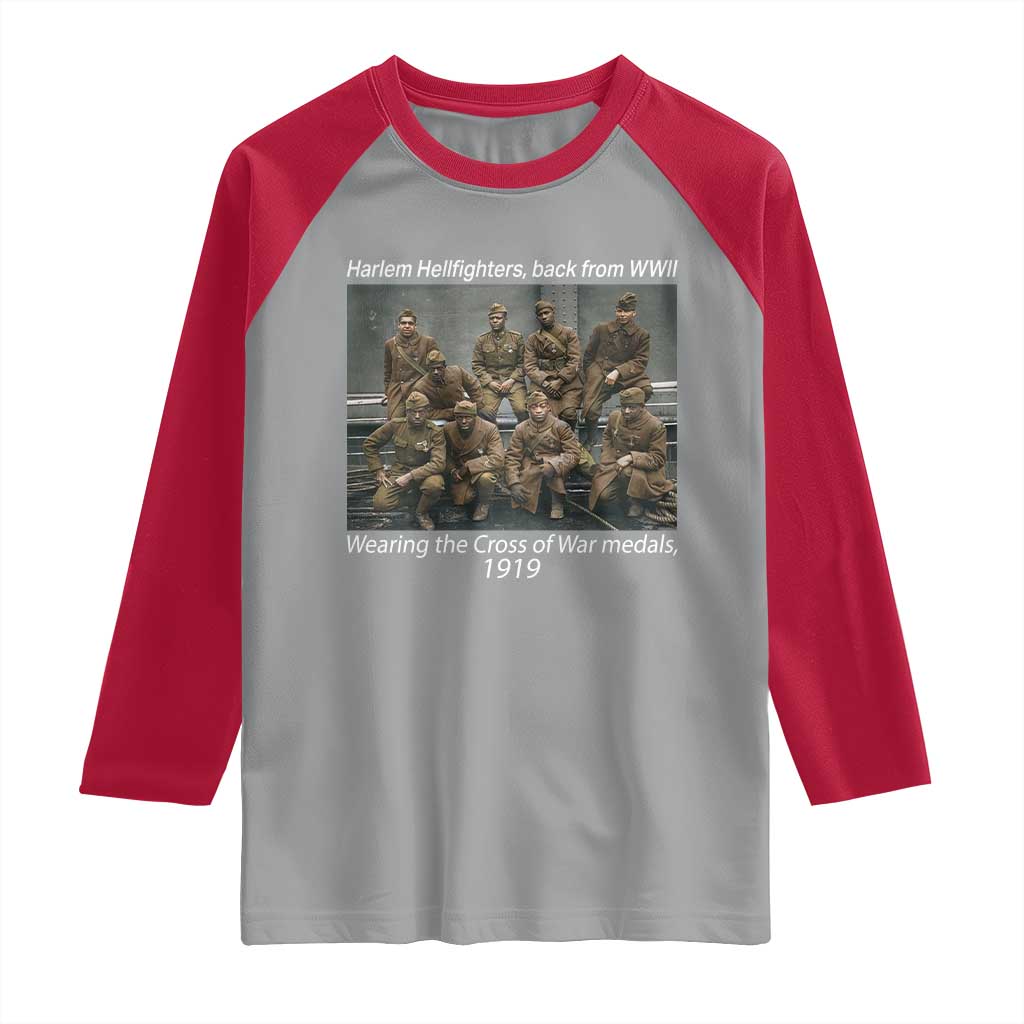 Harlem Hellfighters 1919 WWII Heroes Raglan Shirt Cross of War Medal Tribute African American Black History - Wonder Print Shop