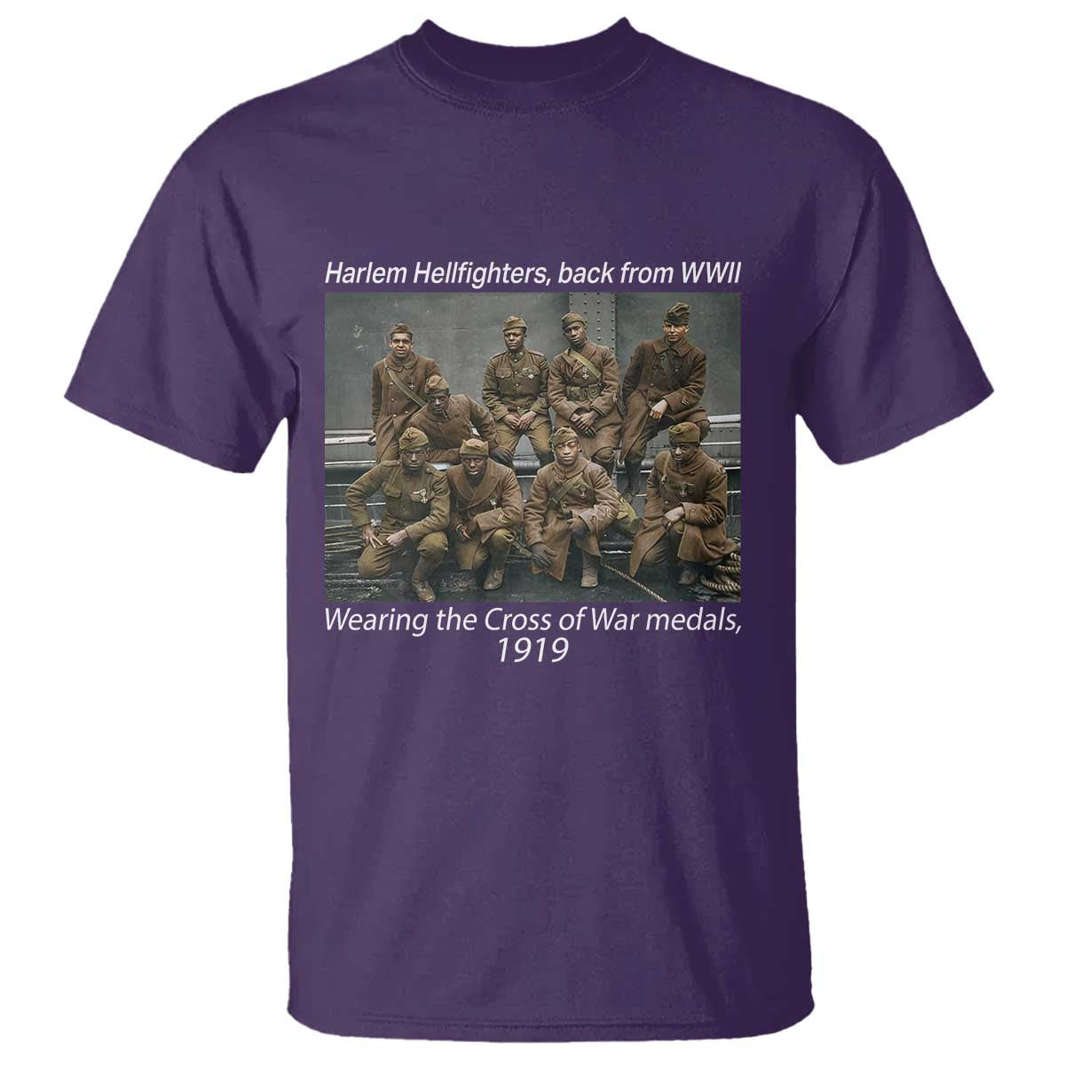 Harlem Hellfighters 1919 WWII Heroes T Shirt Cross of War Medal Tribute African American Black History - Wonder Print Shop