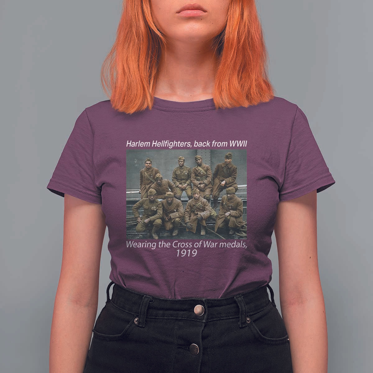Harlem Hellfighters 1919 WWII Heroes T Shirt For Women Cross of War Medal Tribute African American Black History - Wonder Print Shop