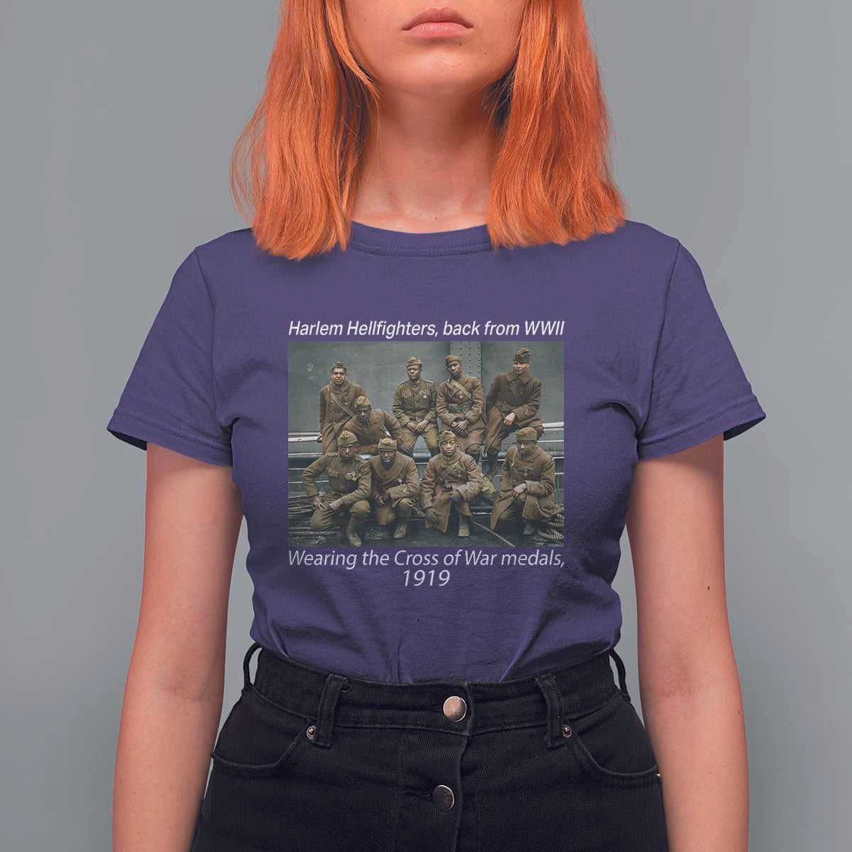 Harlem Hellfighters 1919 WWII Heroes T Shirt For Women Cross of War Medal Tribute African American Black History - Wonder Print Shop
