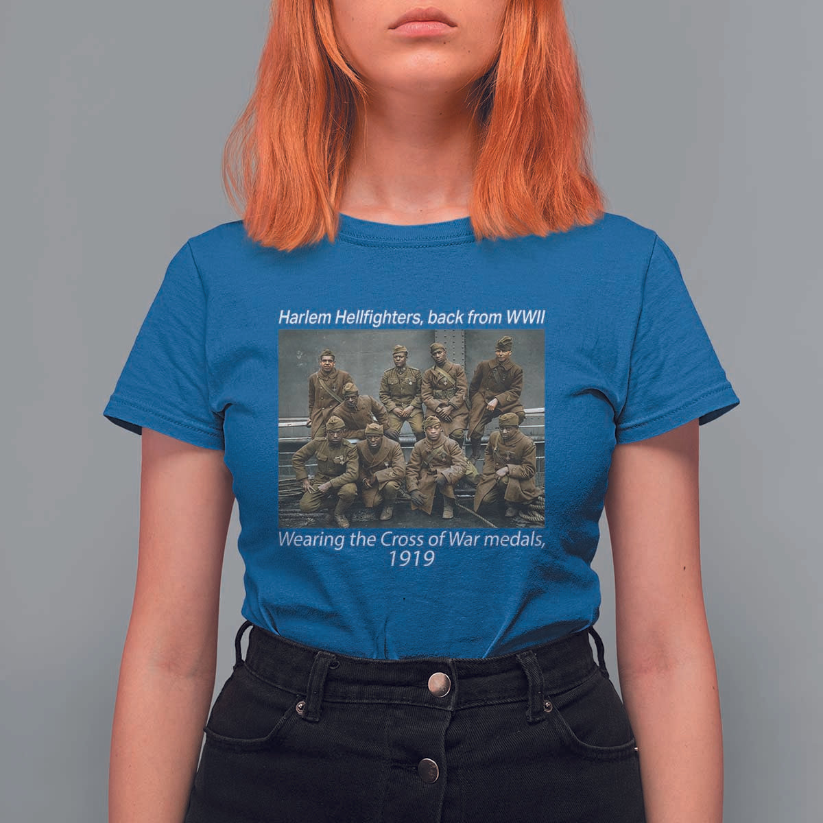 Harlem Hellfighters 1919 WWII Heroes T Shirt For Women Cross of War Medal Tribute African American Black History - Wonder Print Shop