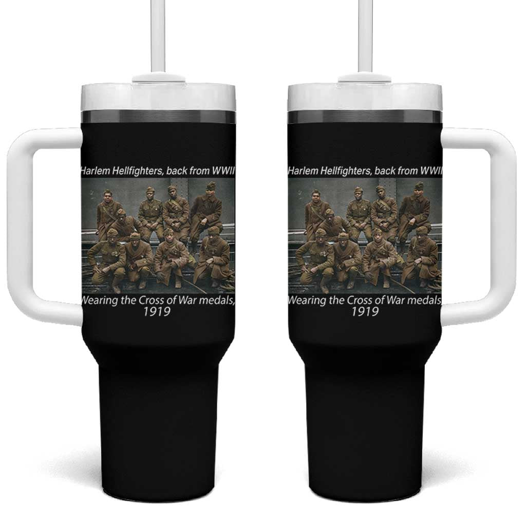 Harlem Hellfighters 1919 WWII Heroes Tumbler With Handle Cross of War Medal Tribute African American Black History - Wonder Print Shop