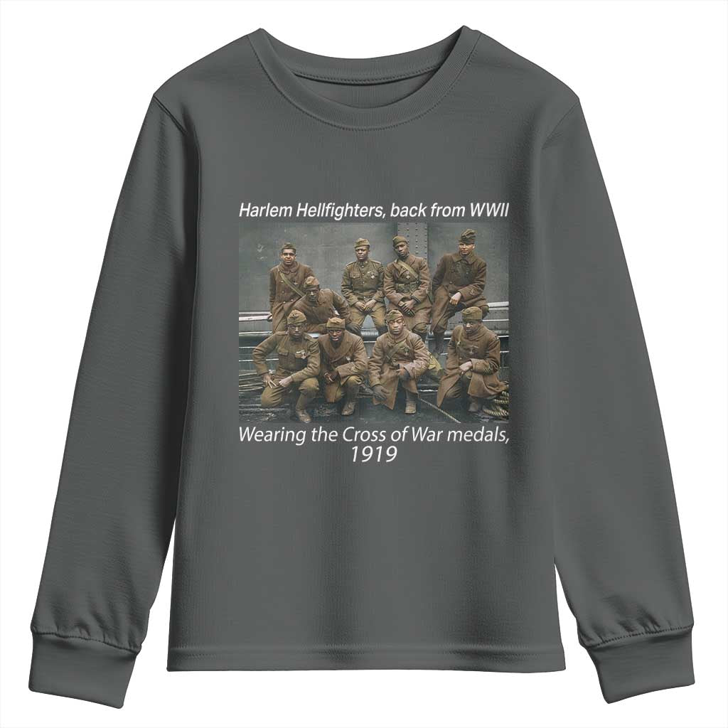 Harlem Hellfighters 1919 WWII Heroes Youth Sweatshirt Cross of War Medal Tribute African American Black History - Wonder Print Shop
