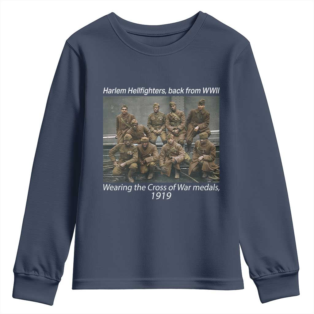 Harlem Hellfighters 1919 WWII Heroes Youth Sweatshirt Cross of War Medal Tribute African American Black History - Wonder Print Shop