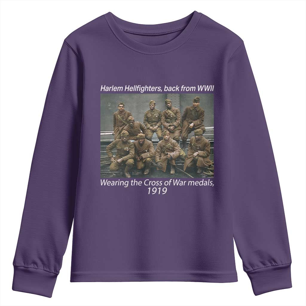 Harlem Hellfighters 1919 WWII Heroes Youth Sweatshirt Cross of War Medal Tribute African American Black History - Wonder Print Shop