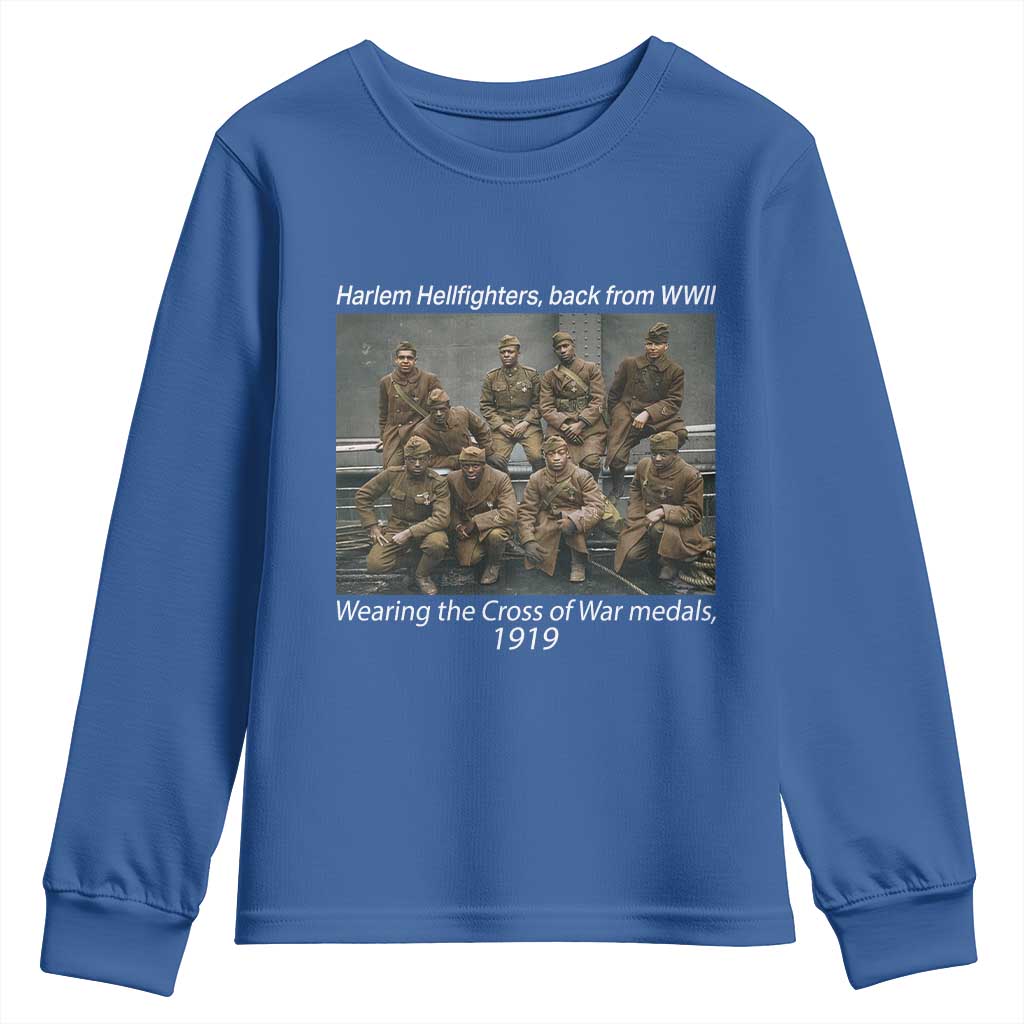 Harlem Hellfighters 1919 WWII Heroes Youth Sweatshirt Cross of War Medal Tribute African American Black History - Wonder Print Shop