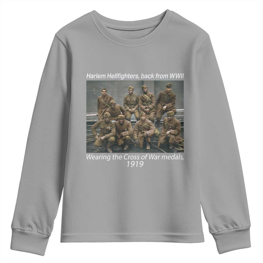 Harlem Hellfighters 1919 WWII Heroes Youth Sweatshirt Cross of War Medal Tribute African American Black History - Wonder Print Shop