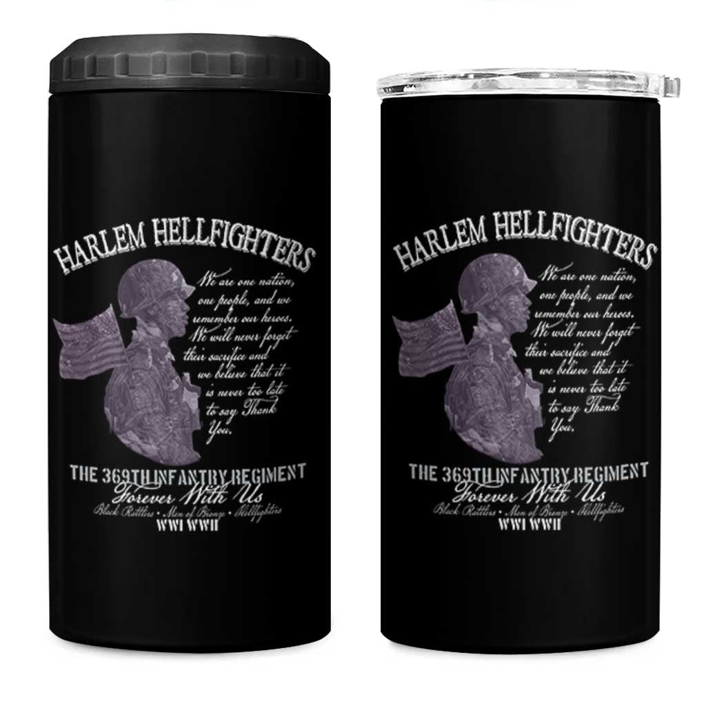 Harlem Hellfighters Tribute 4 in 1 Can Cooler Tumbler 369th Infantry Regiment Military Soldiers Vintage - Wonder Print Shop