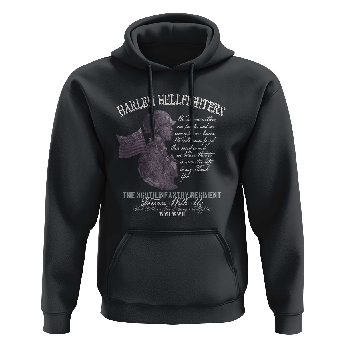Harlem Hellfighters Tribute Hoodie 369th Infantry Regiment Military Soldiers Vintage - Wonder Print Shop