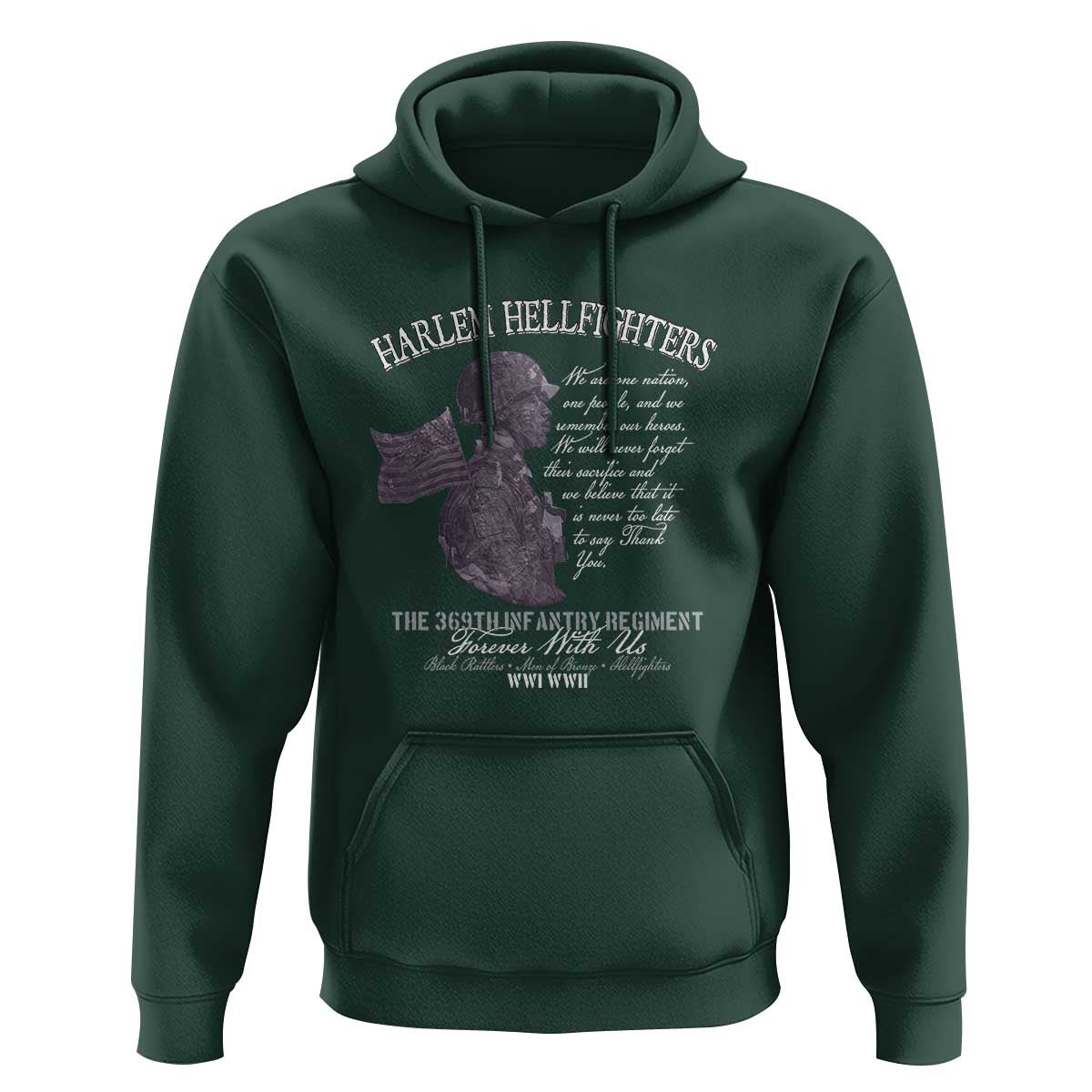 Harlem Hellfighters Tribute Hoodie 369th Infantry Regiment Military Soldiers Vintage - Wonder Print Shop