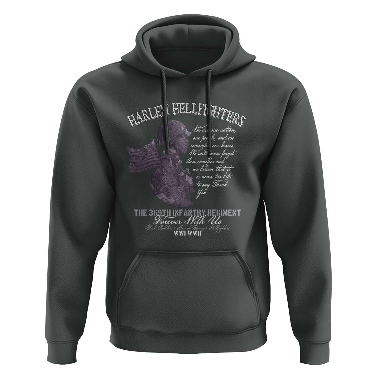 Harlem Hellfighters Tribute Hoodie 369th Infantry Regiment Military Soldiers Vintage - Wonder Print Shop